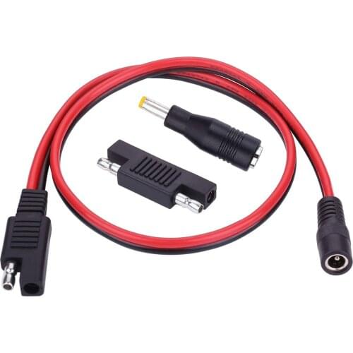 SAE Plug to DC 5.5mm x 2.1mm Female 14AWG Adapter Cable with Sae Polarity Reverse DC 8mm Adapter for Automotive RV Solar Panel