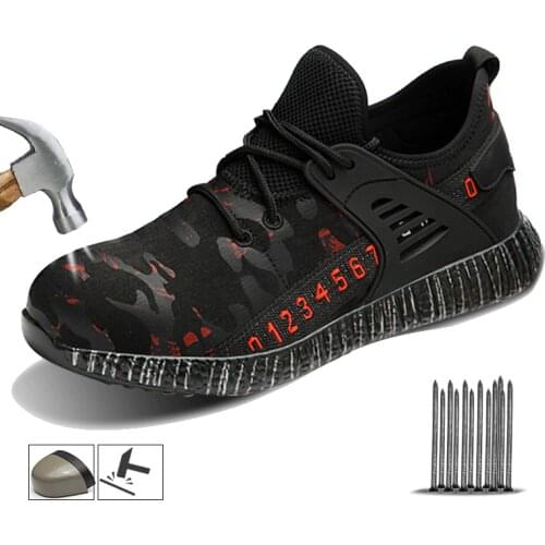 Work Safety Boot Air Mesh Mens Safety Shoes Steel Toe Boots Men Puncture-Proof Work Sneakers indestructible shoes Free shipping