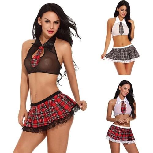 Porno Sexy Role Play Schoolgirl Cosplay Costumes Plaid Women Roleplay Sex Uniform Erotic Costume Sexy Naughty Lingerie