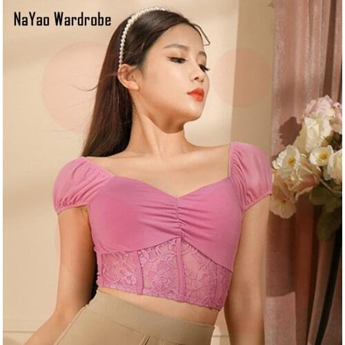 2021 L1158 Women Lace Patchwork V Neck Latin Dance Dress Women Tops for Ballroom Samba Tango Chacha Dancing Performamnce