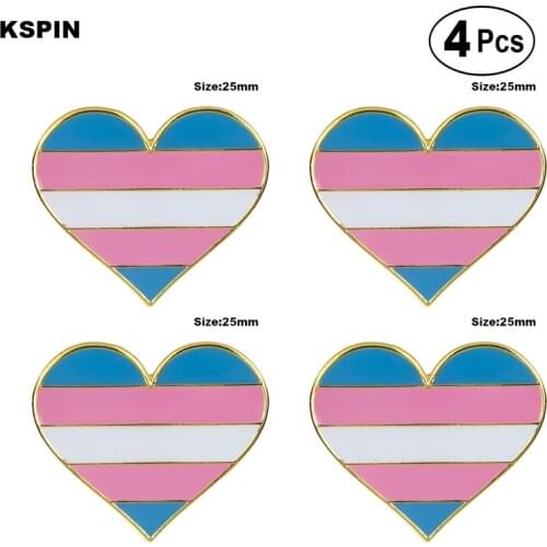 Transgender pride heart shaped Pin Lapel Pin Badge Brooch Icons 4pcs