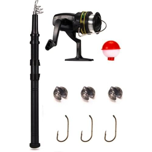1Set/Bag Fishing Rod Kit With Telescopic Fishing Rod and Spinning Reel Float Hooks Saltwater Freshwater Travel Pole Set