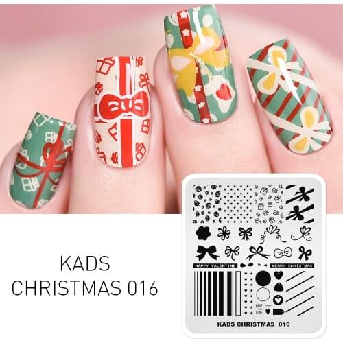 1pc Nail Art Stamp Template Christmas Gift Bow-knot Heart Decoration Pattern Nail Stamping Plate Image Stencil for Manicure DIY