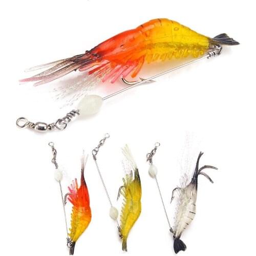 1pcs Silicone Baits 8.5cm 5.6g Soft Fishing Lure Gold Artificial Shrimp Bait with hook Sea Fishing Winter Fishing Accessories