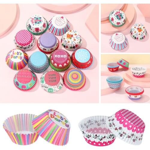 100Pcs Cupcake Wrappers Cake Paper Cups Liner Case Trays Wedding Party Supplies Muffin Baking Cup Bakeware Cake Tools