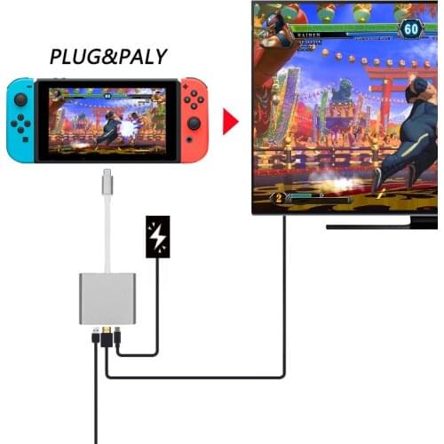 1080P Type C Adapter For Nintendo Switch Charging Portable Dock For Nintend Switch NS USB 3.0 to HDMI-Compatible Video Converter