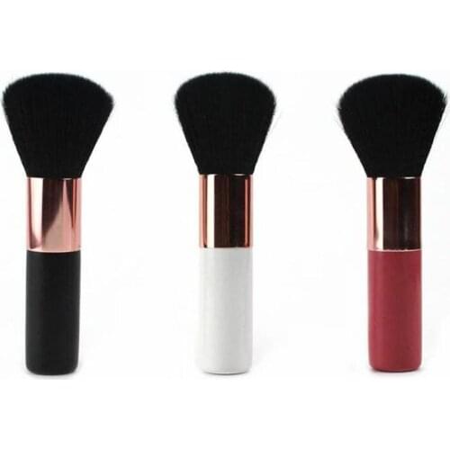 13cm wooden handle back soft synthetic hair loose powder single makeup brush in an opp bag