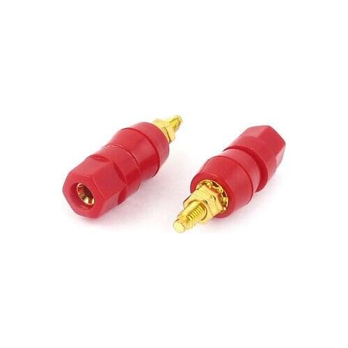 2 Pcs Red Audio Speaker Amplifier 4mm Thread Banana Jack Binding Post