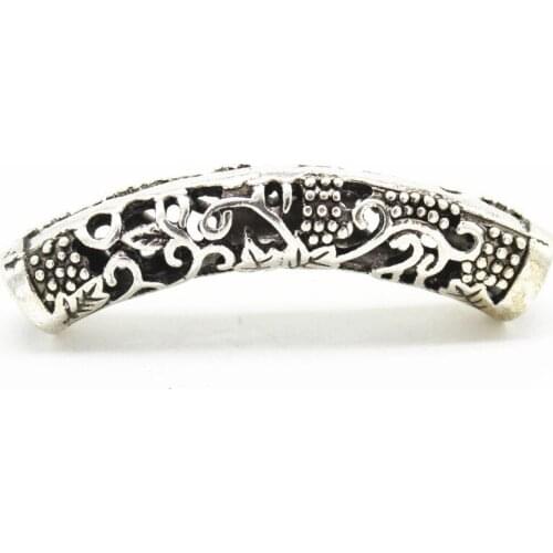 5 PCS 8mm*49mm Metal Zinc Alloy Hollow Out Caulis Spatholobi Curved Tube Spacer Beads Pendant Setting For Jewelry Making