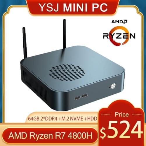 Gaming Computer 7nm AMD Mini PC Ryzen 7 4800H 8 Core 2*DDR4 M.2 NVMe Windows 10 Pro 4K Radeon Graphics AX200 WiFi6 Bluetooth 5.1