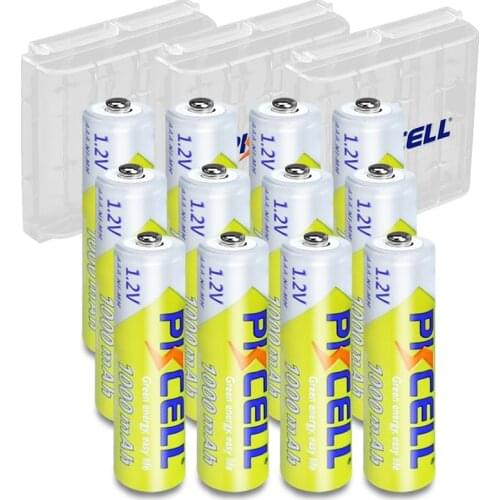 12Pcs PKCELL NI-MH AAA Battery 1.2V 1000mAh 3A nimh Rechargeable Batteries with 3PC Battery Holder Boxes