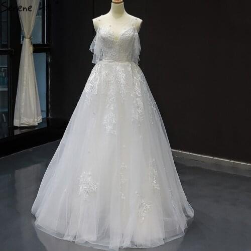 White A-Line Sexy Wedding Dresses Real Photo 2020 High-end Vintage Short Sleeves Bridal Gowns HM66822 Custom Made