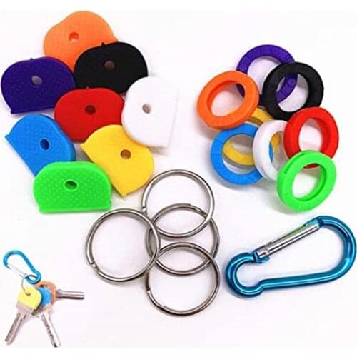 Key Caps Tags Covers, 16 Pack Key Cap Key Rings, Plastic Key Identifier Ring Perfect Coding System to Identify Your Small Key