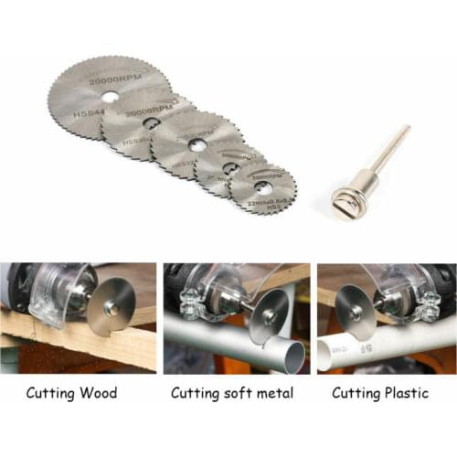 6Pcs 22~44mm Mini HSS Circular Saw Disc Blade Rotary Cutter For Metal Cut Tool Set 1mm Thickness 6mm Inner Diameter