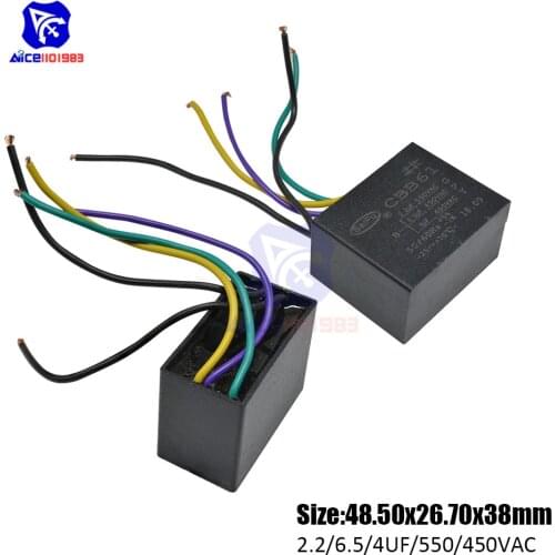 Diymore CBB61 AC 450 -550V 2.2μF/6.5μF/4μF±5% Capacitance 50/60Hz 5 Wires Running Capacitor for Air Conditioner Fan Motor