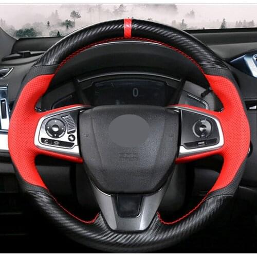 Car Steering Wheel Cover Non-Slip Black Genuine Leather Suede For Honda Civic 10 2016-2021 CR-V CRV 2017-2021 Clarity 2018-2021