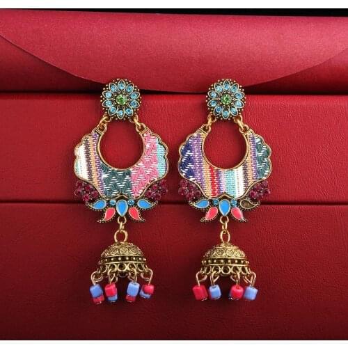 Ethnic Handmade Afghan Resin Beads Drop Earrings for Women Crystal Flower Birdcage Earring Festival Party Indian Tribal Jewelry