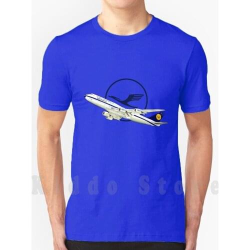 Logo Lufthansa Boeing 747 T Shirt Diy Big Size 100% Cotton Boeing B747 Boeing 747 747 Airplanes Airplane Aesthetic Airport Sky