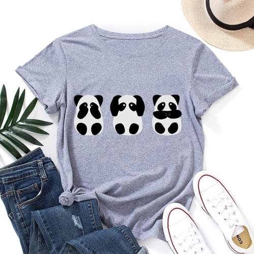 Funny Cute Animal Zoo Panda Lover Shirt for Women Cute Panda Bear T-Shirt Animal Graphic Tee Summer Cotton Short Sleeve Tops