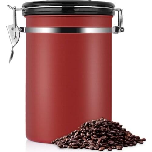 Stainless Steel Airtight Coffee Container Kitchen Storage Jar Storage Canister Coffee Bean Seal Vacuum Sotrage Jar Bottles