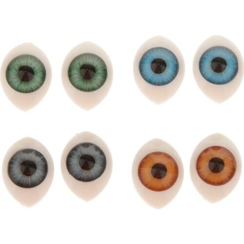 4 Pairs Oval Flat Back Plastic Eyes 5mm/6mm/7mm/8mm/9mm Iris for Porcelain or Reborn Dolls Making DIY Supplies