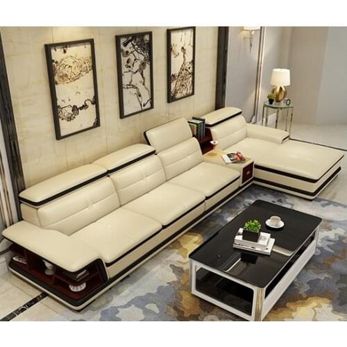 Living Room Sofa storage speaker real genuine leather sofas salon couch puff asiento muebles de sala canape L shape sofa cama