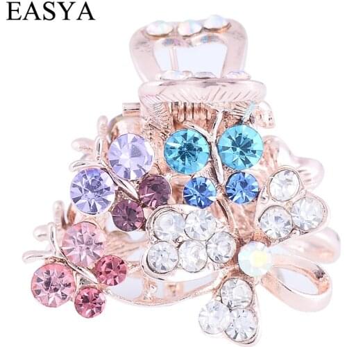 EASYA Hot Sale Hairwear Hair Accessories Ornaments Rhinestone Peacock Animal Hair Claw Crystal Hair Crab Clips For Women Girls