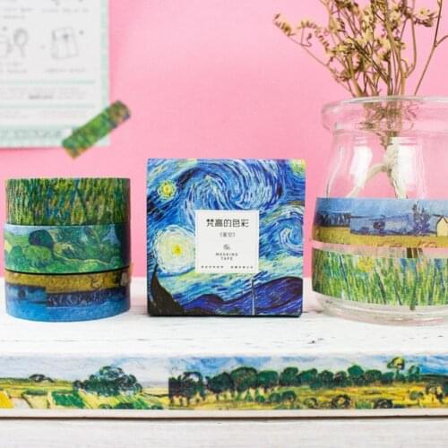1 Pc Oil Painting Paper Washi Tapes Van Goah Canvas Masking 15mm*7m Stickers For Diary Album Decorative Scrapbooking A5Y6