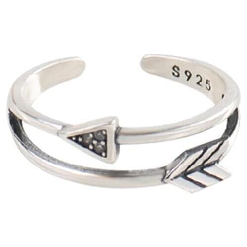 Fashion Simple Arrow Adjustable Size 925 Sterling Silver Rings For Women Real Fine Jewelry Dropshipping Wholesale