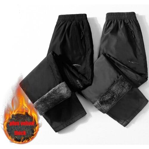 2020 Casual Pants Mens Autumn Winter Thickened Trousers Quick-Drying Waterproof Warm Mens Sweatpants Fleece-Lined Soortwear