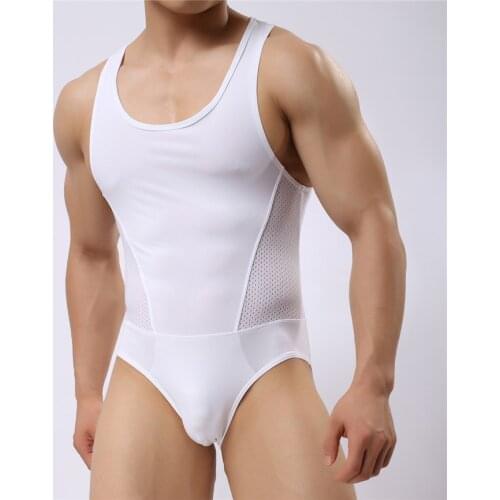 High quality Boxer shorts Male sexy Underwear Shapers Mens Bodysuits man Breathable Body Building One-piece garment Men Singlet