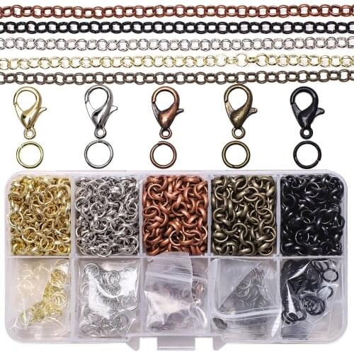 A Set Jewelry Findings Open Loop Jump Rings Lobster Clasps Metal Chain Alloy Accessories Jewelry Handmade Making Supplier