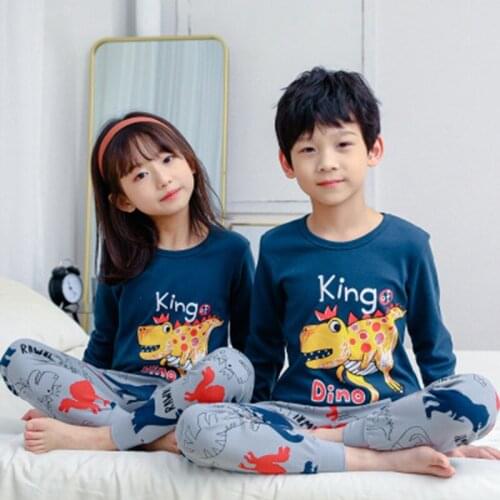 New Boys Sleepwear Winter Cotton Pajamas Sets Children Homewear for Girls Pyjamas Kids Nightwear 2-12Y Teenage Pijamas Clothes