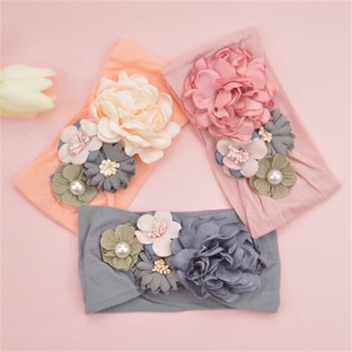 Toddler Girls Kid Baby Bow Hairband Elastic Headband Cute 3D Flower Stretch Turban Flower Head Wrap Princess Hair Accessories