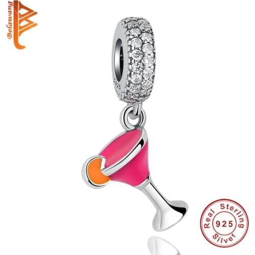 Wholesale 1oo% 925 Sterling Silver Fruity Cocktail Charm Bead Fit Original Bracelet Women Jewelry Party Gift