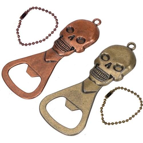 Skeleton Opener Retro Copper Skull Head Bar Tool Beer Bottle Opener Keychain Barware Kitchen Accessories