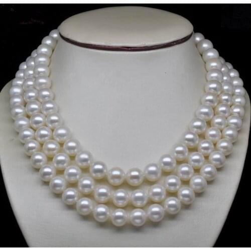 AAA perfect natural 10-11mm white freshwater pearl necklace 50 inch 925silver