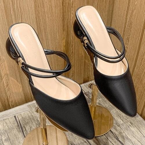 Sexy High-heeled Sandals Women 2021 New Casual Slippers Women Wear Pointed-toe Cool Drag Women Round Heels