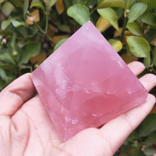 6cm natural rose crystal pyramid Gemstone Energy Tower Home Ornaments Pink powder quartz obelisk point Healing lucky Mascot