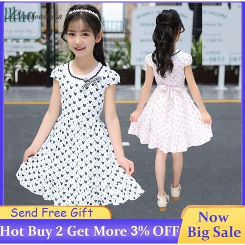 Girls Dresses 2020 Girls Summer Fashion Sweet Dress Teens Sleeveless Bow Dot Printing Dress Toddler Baby Everyday Leisure Dress