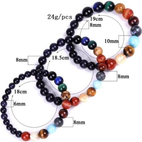 WWLB Men Bracelet for Men Women Natural Stone Beaded Chakra Yoga Bracelet Universe Solar System Planets Bracelets Charm Jewelry