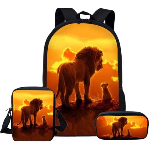 Lion King Backpack for Girl Boys Children School Bags Set Custom Kid School Backpack Student Kindergarten Bag