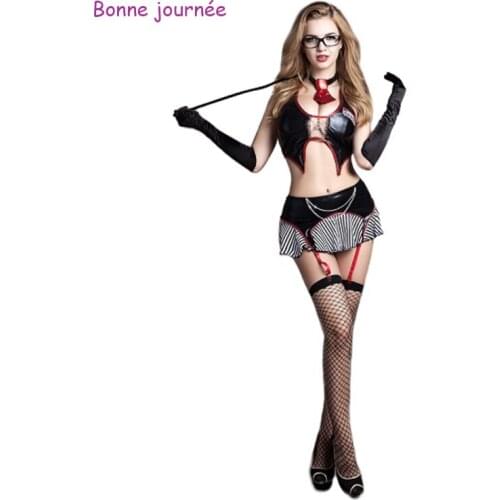 New imitation leather sexy lingerie European and American sexy teacher costume cosplay role playing uniform temptation