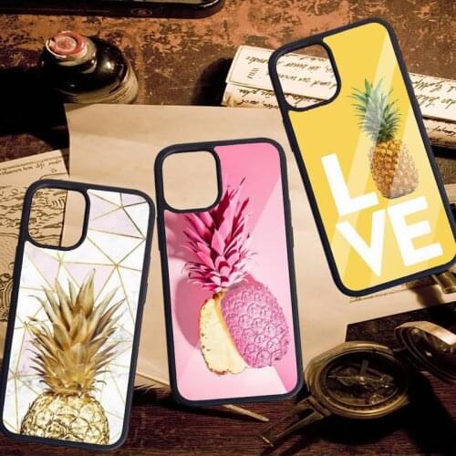 Yellow Pineapple Pink Silicone Phone Case PC for iPhone 11 12 pro XS MAX 8 7 6 6S Plus X 5S SE 2020 XR
