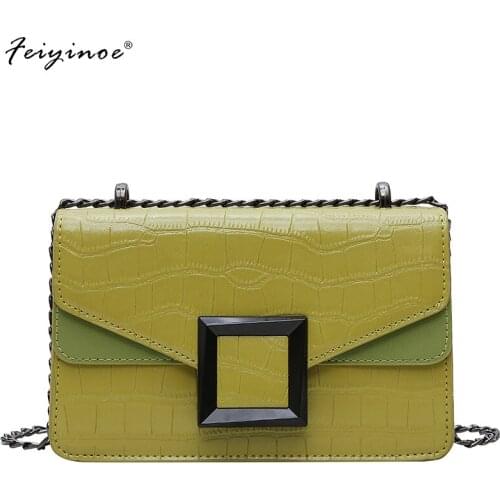 Stone Pattern PU Leather Crossbody Bags For Women 2020 Small Shoulder Messenger Bag Luxury Chain Handbags Womens Bag