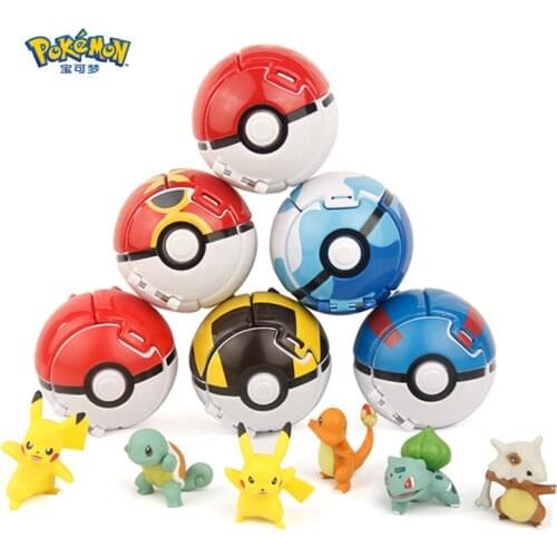 TAKARA TOMY 7CM Pokemon Elf Ball Pikachu figure Pokeball Monster Variant Toy Action Figure model Educational Toys gift