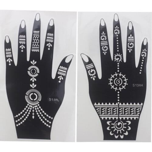 10pcs Hand Henna Tattoo Stencils For Body Paint,Flower Glitter Airbrush Mehndi Henna Tatoo Templates Large Stencil 21*12cm