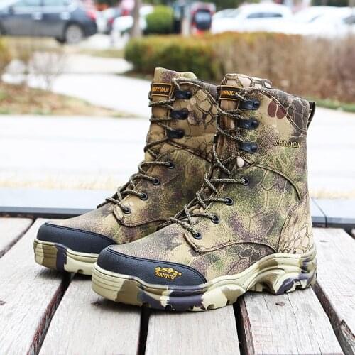 Outdoor Climbing Camping Waterproof Breathable High Boots Men Sports Hunting Training Hiking Camouflage Tactical Military Shoes