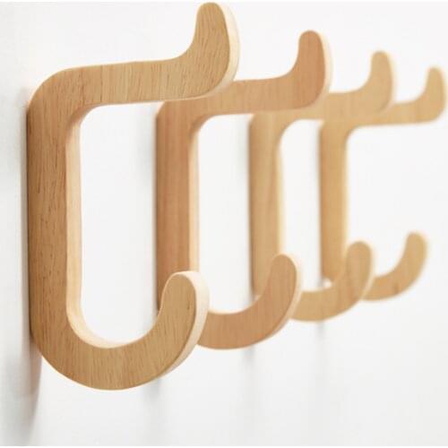 MFYS Natural Wood Hangers for clothes Hooks for hanging coat kyeys bags tools towel hat Rack organizer Wood Double Robe Hoook