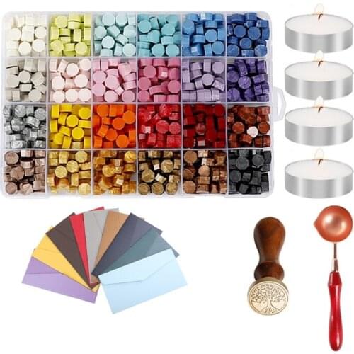 Vintage Octagonal Sealing Wax Tablet Set with Spoon Seal Stamp for DIY Scrapbooking Wedding Packaging Decorative Invitation